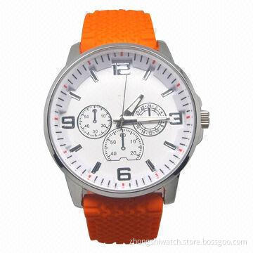 Promotional Wristwatch, Alloy Case with Leather/Silicone Strap, Japan Quartz Movement, Men Big Dial
